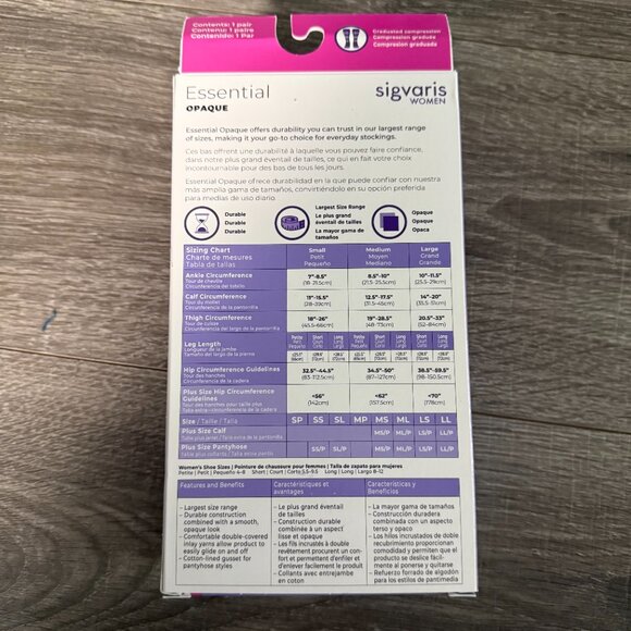 Sigvaris Essential Opaque Black Medical Compression Hosiery Panty Hose Size LL - Picture 3 of 5